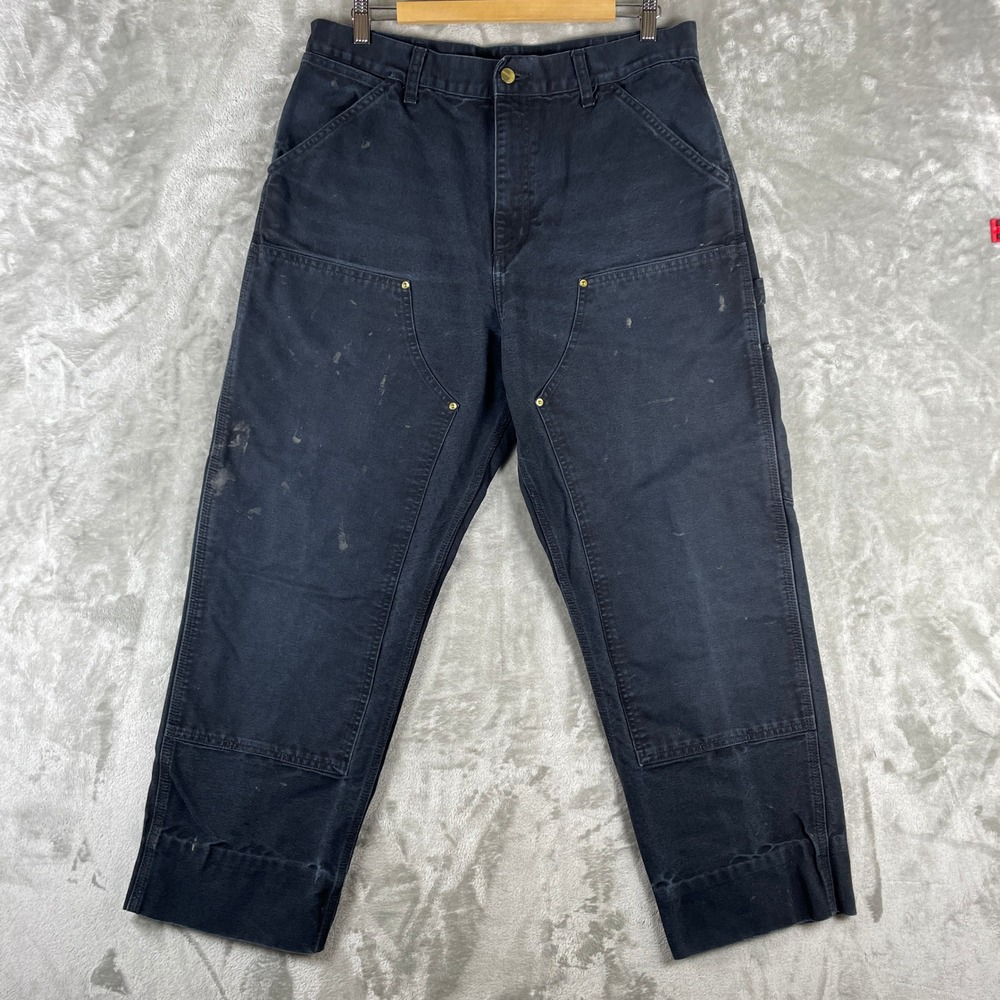 Carhartt WIP Double Knee Pant Men fits 33x29 Black Workwear Canvas Carpenter